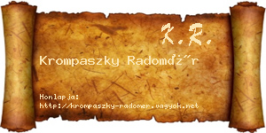 Krompaszky Radomér névjegykártya